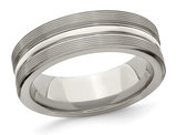Men's Titanium Brushed Groove Band Ring (7mm)